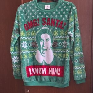 Elf Omg! Santa! I Know Him! Christmas Sweatshirt Sz S